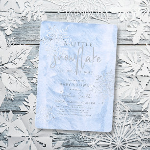 Frozen Winter Silver Snowflake Boy Baby Dusche Einladung