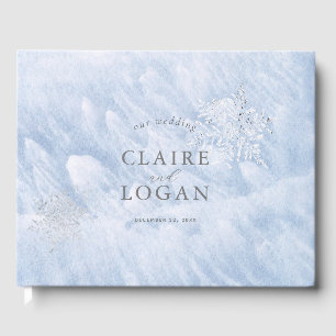 Frozen Winter Silver Snowflakes Hochzeit Gästebuch
