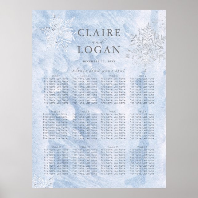 Frozen Winter Silver Snowflakes Hochzeit Poster (Vorne)