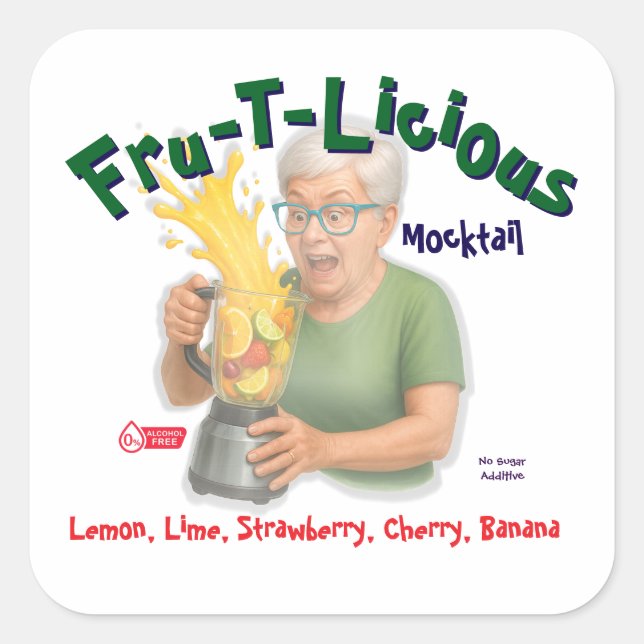 Fru-T-Licious,  Quadratischer Aufkleber (Vorderseite)