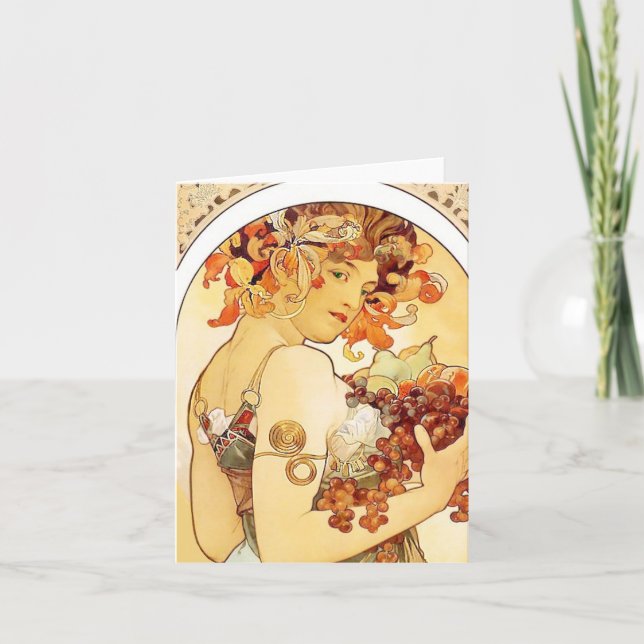 "Frucht-" Anmerkungs-Karte Alphonse Mucha Karte (Vorderseite)