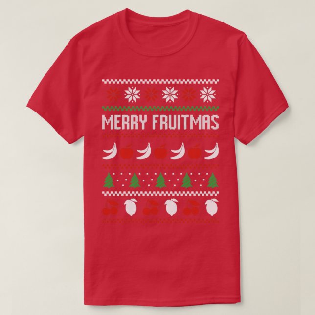 Frucht Banana Apple Bird Ugly Christmas Sweater Me T-Shirt (Design vorne)