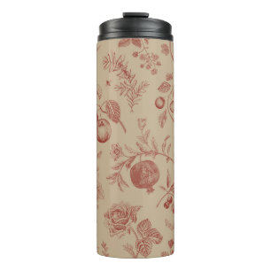 Frucht, Beeren und Blumen. Herbst nahtloses Muster Thermosbecher