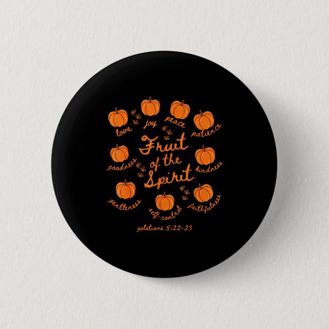 Frucht des Geistes Galater 5-22 Kürbis Herbst  Button (Vorderseite)