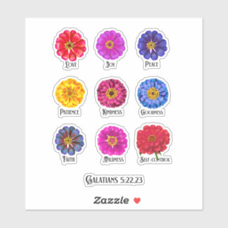 Frucht des Geistes Mit Zinnias Aufkleber