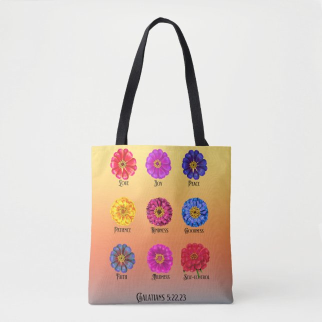 Frucht des Geistes mit Zinnias  Tasche (Vorderseite)