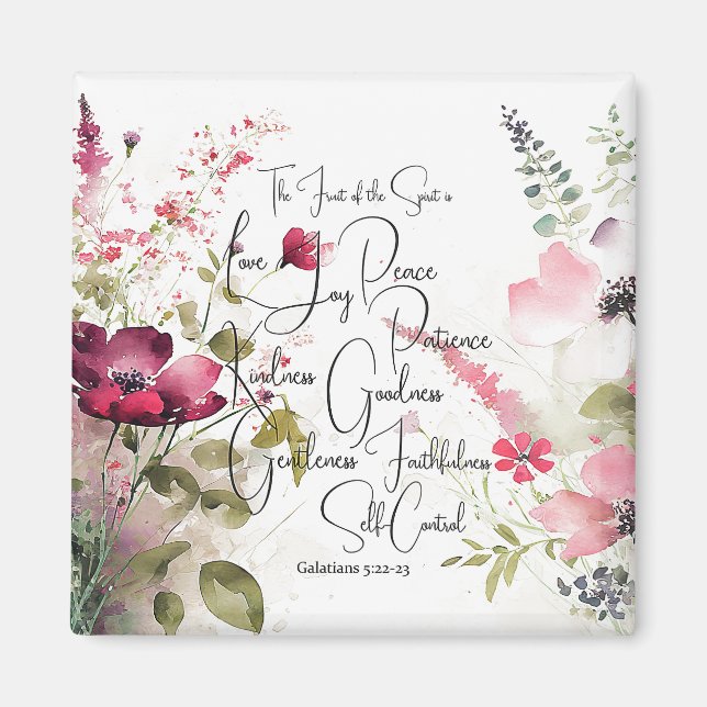 Frucht des Geistes rosa floral Magnet (Vorne)