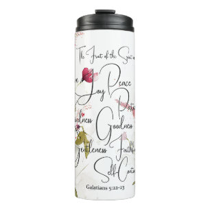 Frucht des Geistes rosa floral Thermosbecher