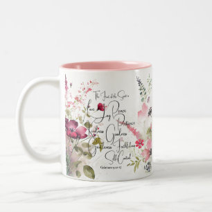 Frucht des Geistes rosa floral Zweifarbige Tasse