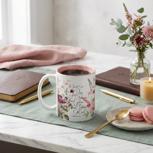 Frucht des Geistes rosa floral Zweifarbige Tasse
