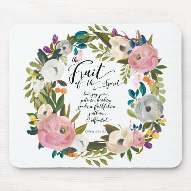 Frucht des Spirit Floral Watercolor Wraath Mousepad (Vorne)