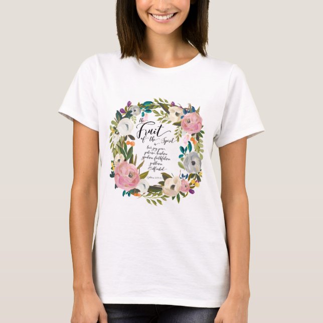 Frucht des Spirit Floral Watercolor Wraath T-Shirt (Vorderseite)