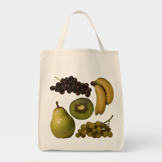 Frucht-Einkaufstüte - Trauben, Bananen, Kiwi, Tragetasche (Vorne)