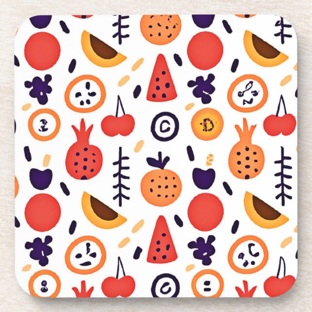 Frucht Farbenfrohe Muster Kunst Getränkeuntersetzer (Vorderseite)