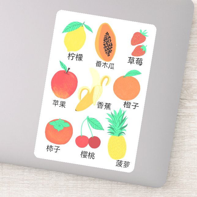 Frucht Flash Cards Chinesischer Fruchtsaftfuß Lebe Aufkleber (Detail)