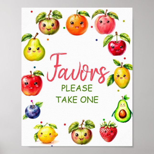 Frucht Geburtstagsfavors-Zeichen Poster (Vorne)