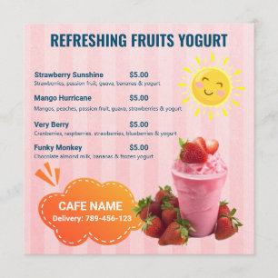 Frucht Jogurt Drinks Flachmenü Menükarte