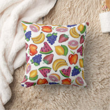 Frucht Print Trauben Banana Apfel Erdbeere Lemon