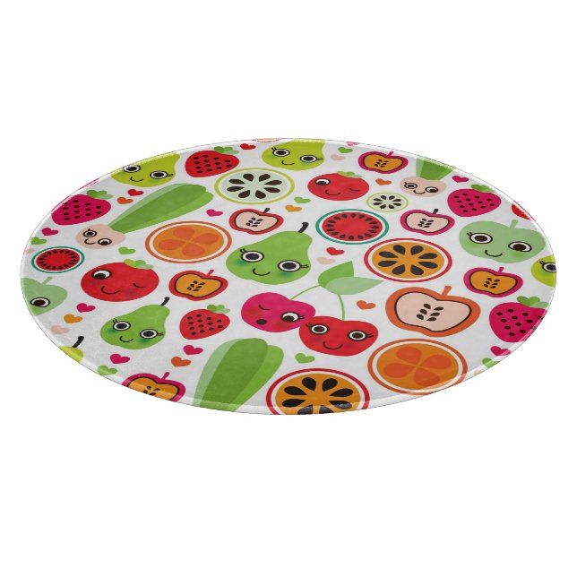 Frucht scherzt Illustrationsapfel Schneidebrett (Ecke)
