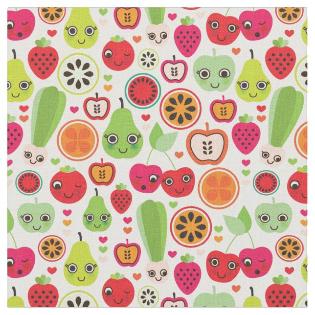 Frucht scherzt Illustrationsapfel Stoff (Nahaufnahme)