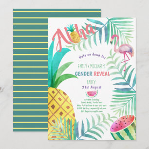 Frucht Tropical GENDER REVEAL Einladungen Flamingo
