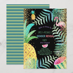 Frucht Tropical GENDER REVEAL Einladungen Flamingo