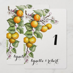 Frucht- und Blumenaquarell Hochzeitstischnummer Einladung