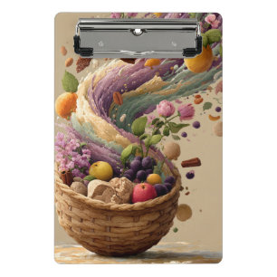 Frucht- und Blumenkorb-Digitalkunst-Illustration Mini Klemmbrett