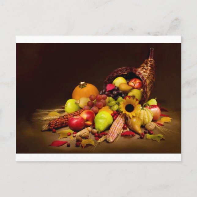 Frucht- und Gourmetkornucopie Postkarte (Vorderseite)