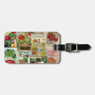 Frucht-und Veggies-Samen-Katalog-Collage Gepäckanhänger