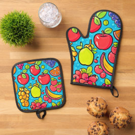 Fruchtbares Musterdesign Ofenhandschuh & Topflappen-Set