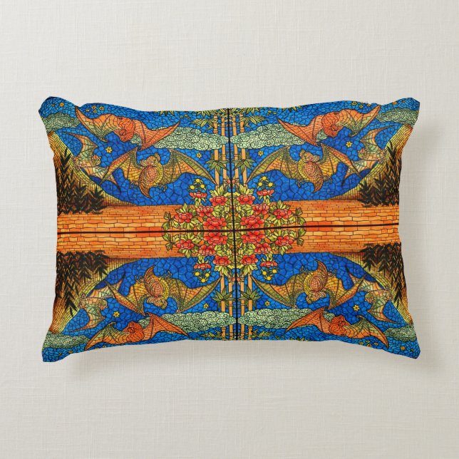 Fruchtbat Gestaltetes Glas Mosaik blau orange Dekokissen (Vorderseite)