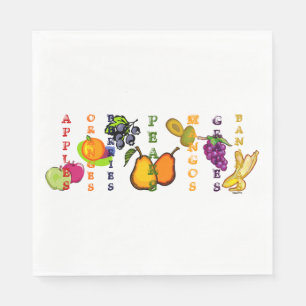 Fruchtbirnen Früchte kühne Farben Grafik Serviette