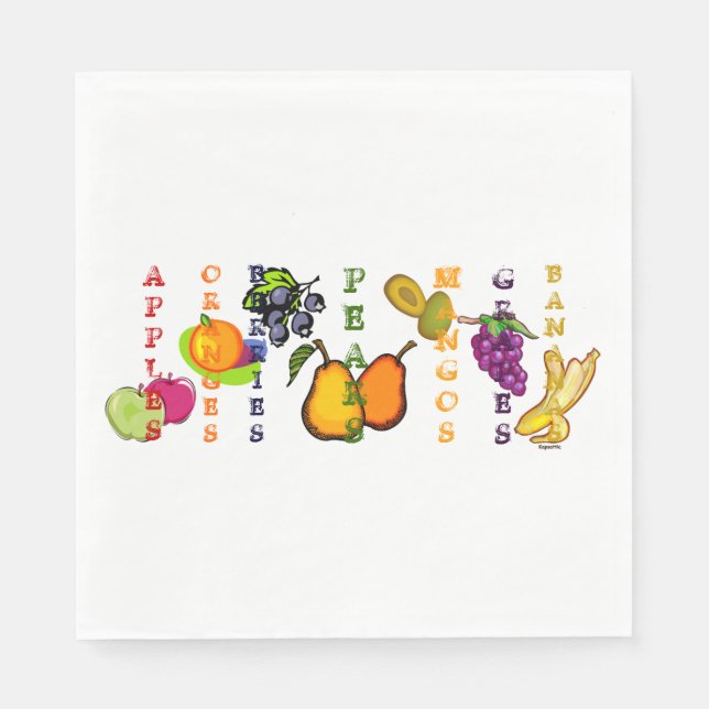 Fruchtbirnen Früchte kühne Farben Grafik Serviette (Vorderseite)
