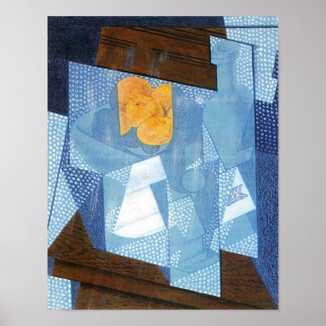 Fruchtbowl von Juan Gris, Vintager Kubismus Stilll Poster (Vorne)
