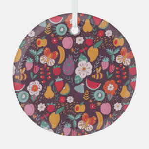Fruchtdoodles, handgezeichnet Sommerdekoration. Ornament Aus Glas