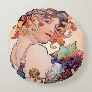 Früchte, Alphonse Mucha Throw Kissen