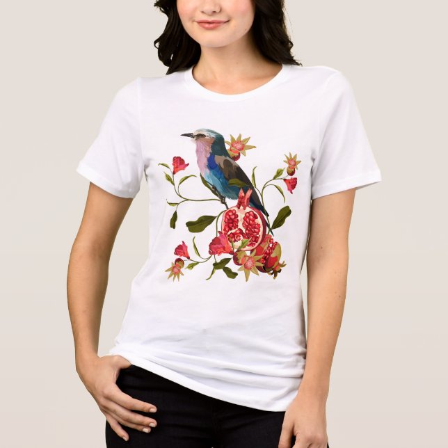 Früchte aus Bird und Granatapfelfrüchten. Tri-Blend Shirt (Vorderseite)