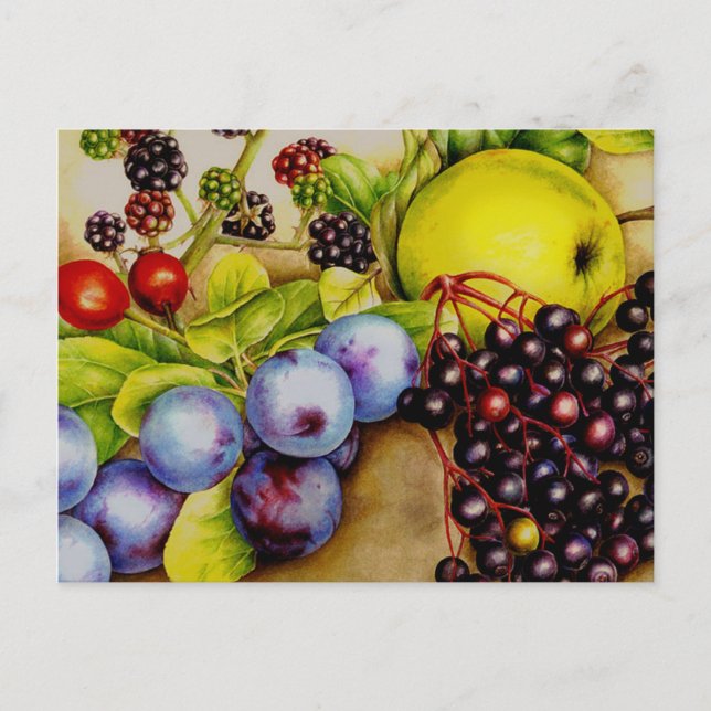 Früchte aus der Hedgerow fruchtig schöne Kunst Pos Postkarte (Vorderseite)