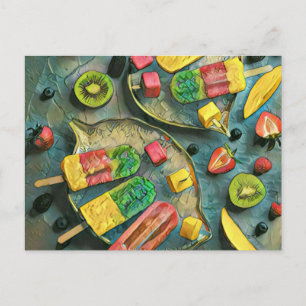 Früchte aus farbigem Eis Postkarte