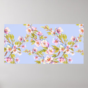 Früchte blühender Apfel- oder Kirschbäume auf der  Poster