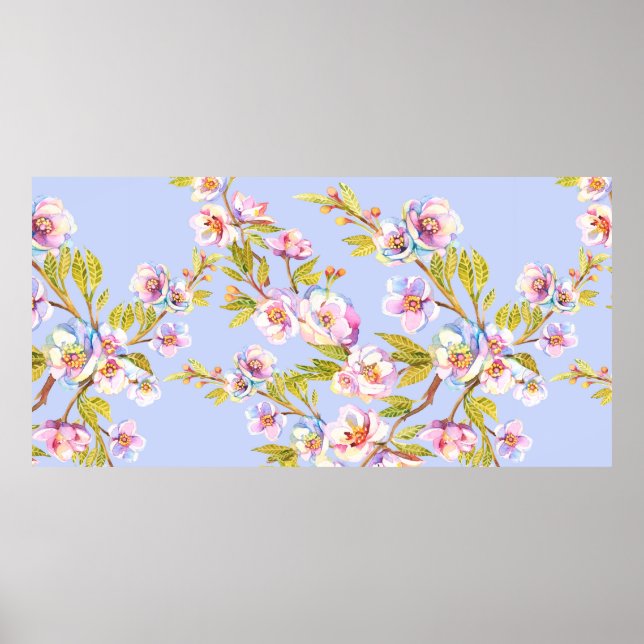 Früchte blühender Apfel- oder Kirschbäume auf der  Poster (Vorne)