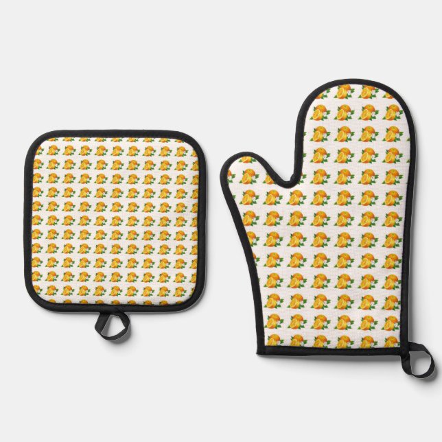 Früchte der klassischen Stile Ofenhandschuh & Topflappen-Set (Vorderseite)