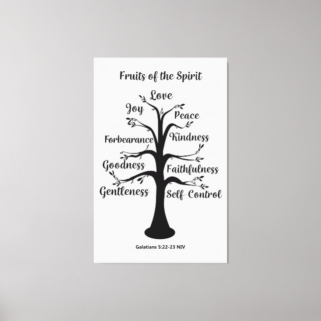 Früchte des Geistes - Galaten 5:22-23 NIV Canva Leinwanddruck (Vorderseite)