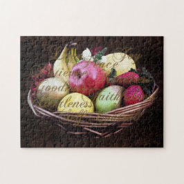 Früchte des Geistes, gestrichener brauner Korb