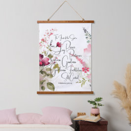 Früchte des Geistes, rosa Blüte Wandteppich Mit Holzrahmen