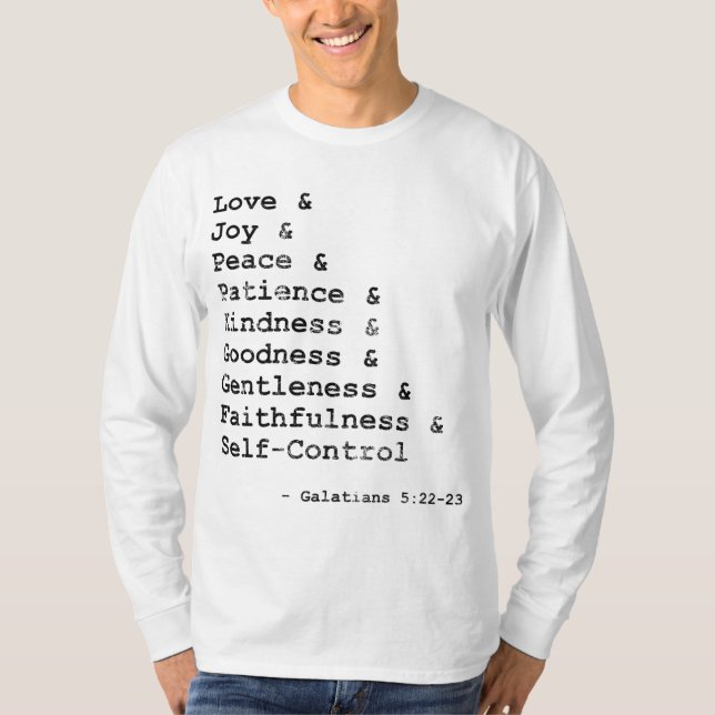 Früchte des Geistes Wörter T-Shirt (Vorderseite)