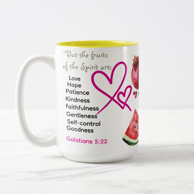 Früchte des Geistes Zweifarbige Tasse (Links)