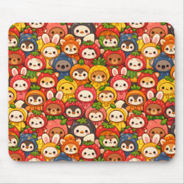 Früchte-Freunde-Parade | Niedliche Tier Chibi Mousepad