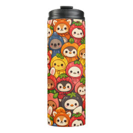 Früchte-Freunde-Parade | Süße Tier Chibi Thermosbecher